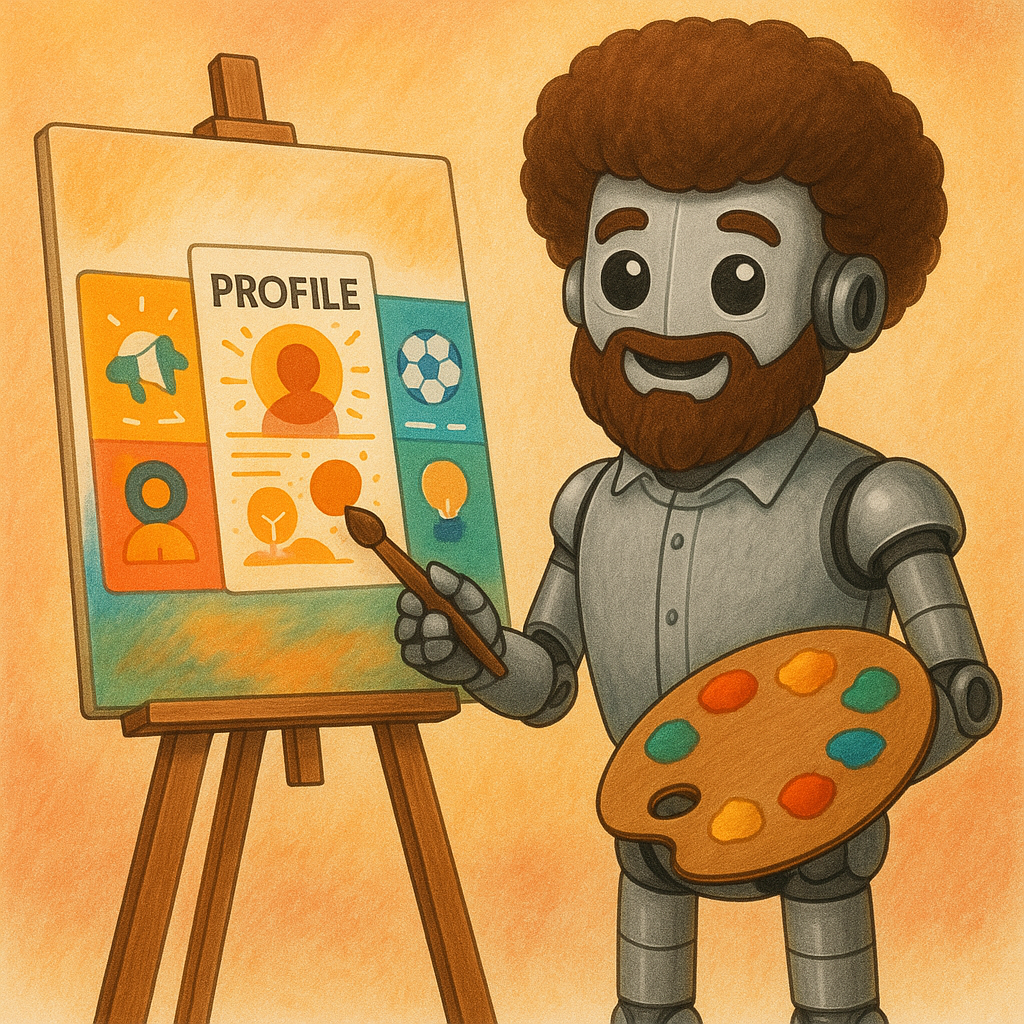 Image of Bob Ross creating beautiful resumes.